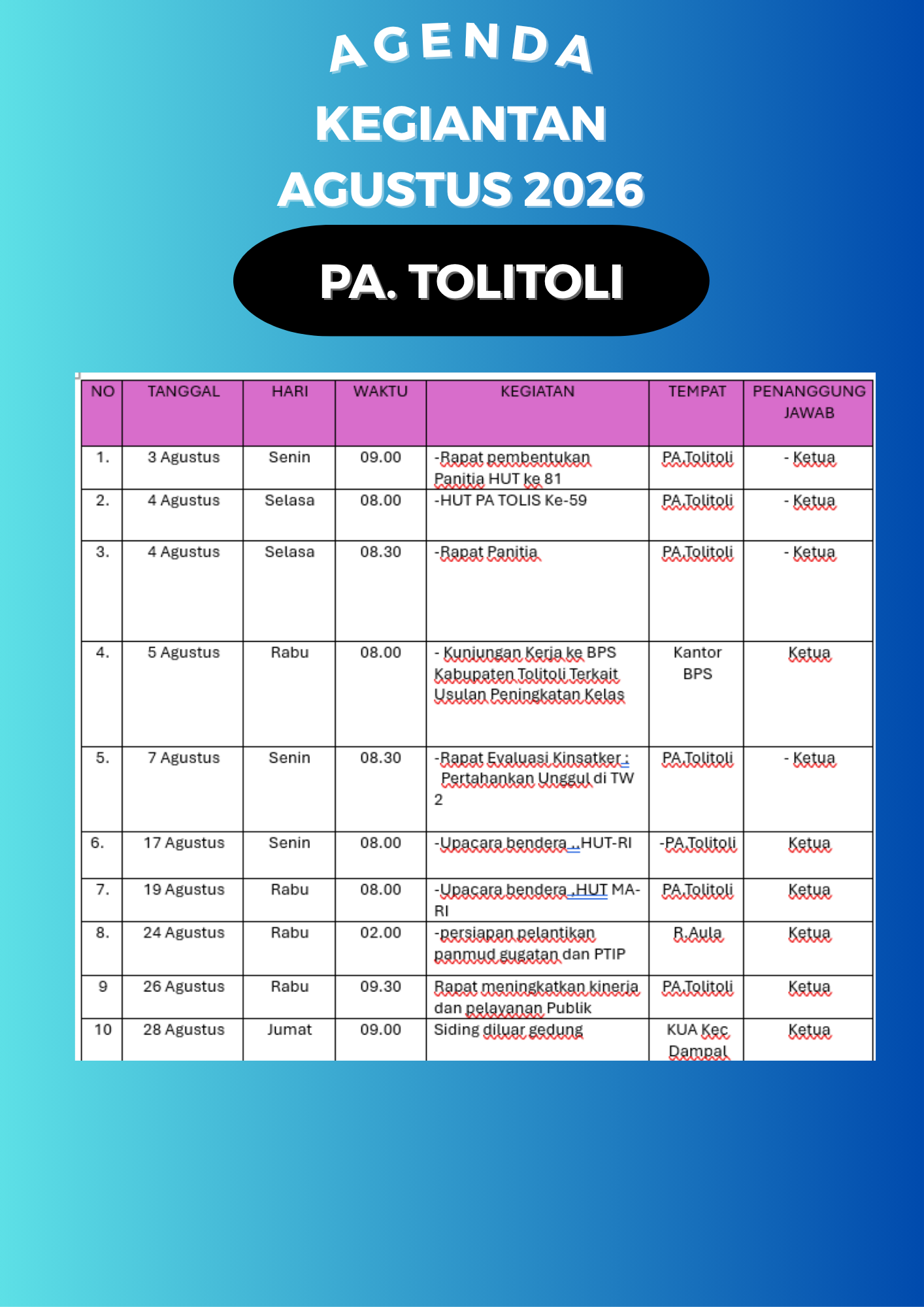 agenda kegiatan