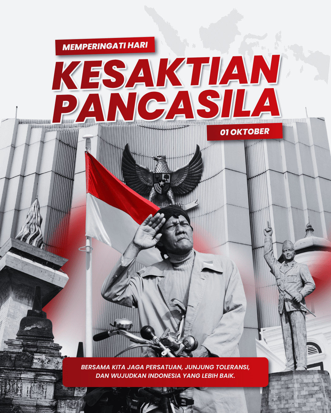 Merah dan Putih Modern Hari Kesaktian Pancasila Instagram Post 1